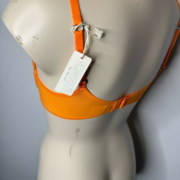 Aerie Size 32D Balconette Unlined Underwire Bra Orange Mesh Adjustable NWT - Picture 6 of 7